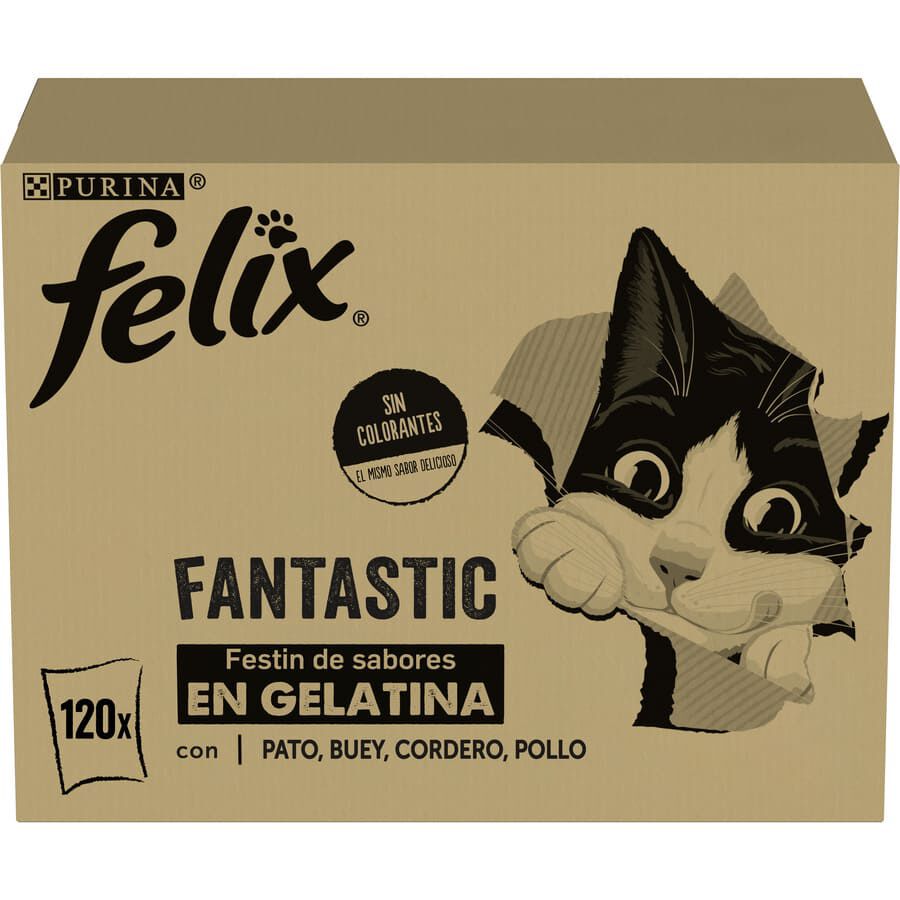 120 saquetas x 85 g Felix Fantastic Sele&ccedil;&otilde;es Favoritas de Carnes em Gelatina saquetas para gatos &ndash; Multipack, , large Imagem n&uacute;mero 1